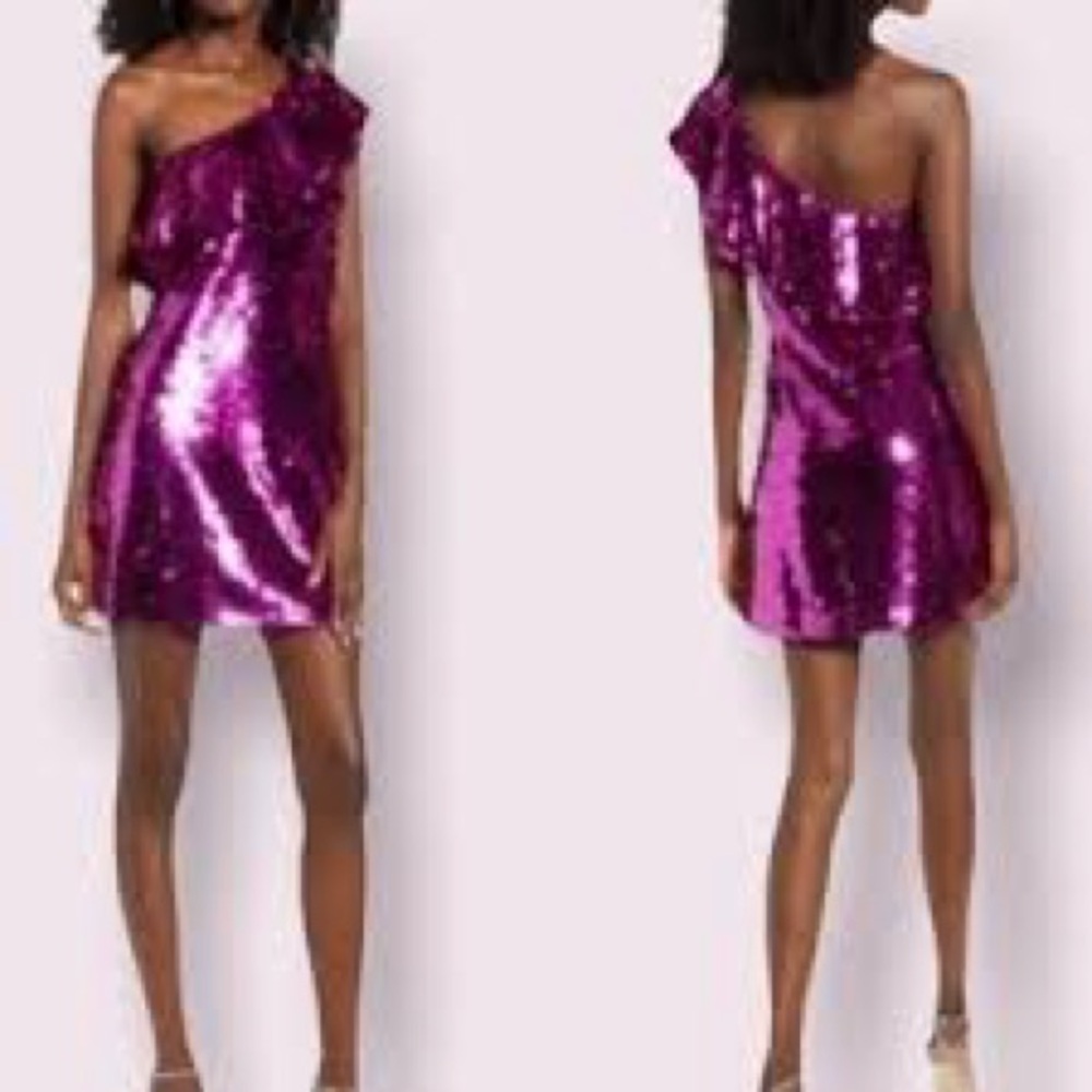 NWT Leith TL418526MI Sequin Ruffle One-Shoulder Sheath Dress SZ M ($89)
